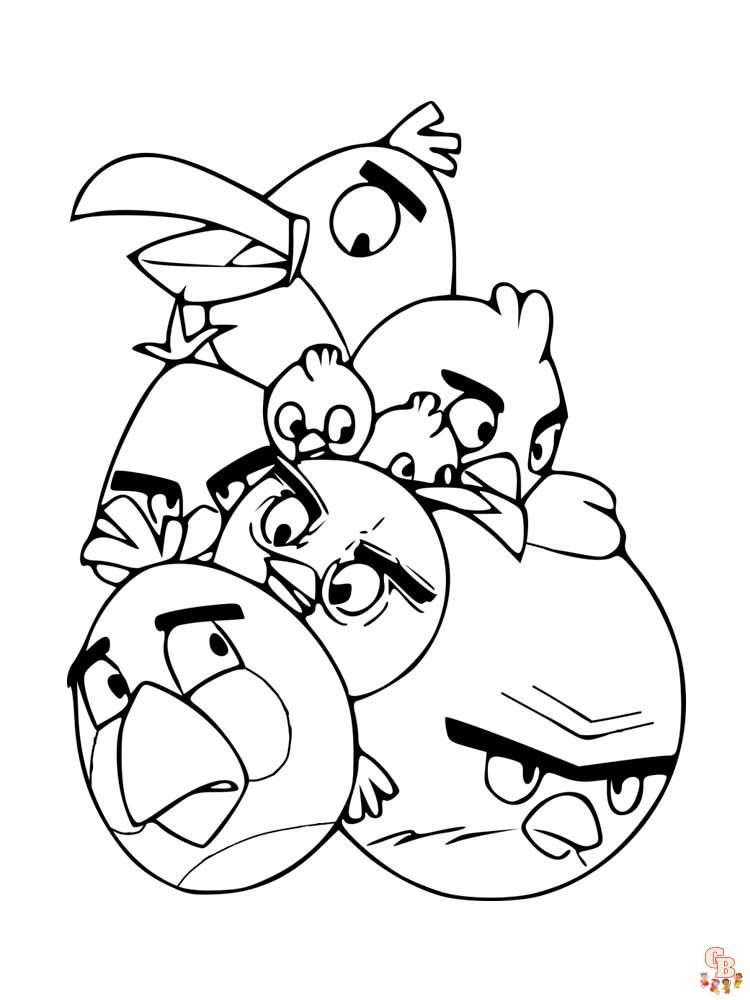 Divertidas dibujos de Angry Birds  para colorear para niños