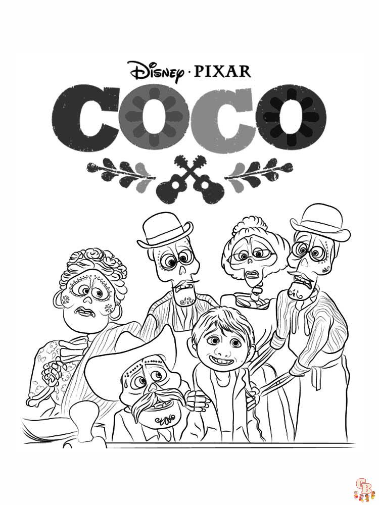 Divertidas y educativas dibujos Coco para colorear para niños