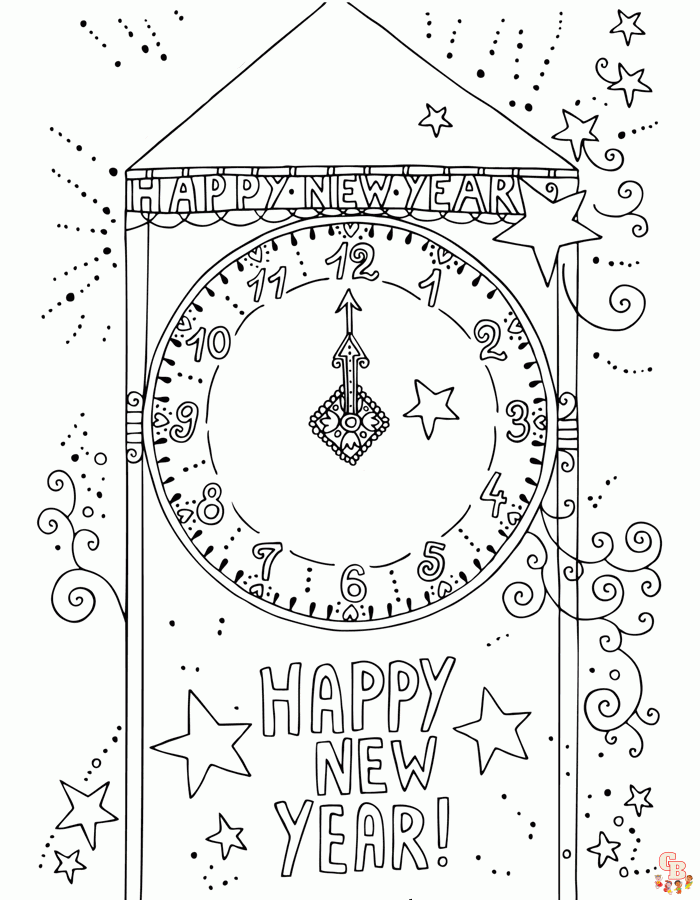 Feliz Ano Nuevo 2023 para colorear 14