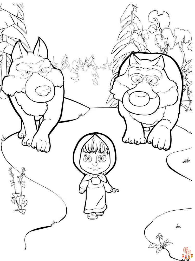 Simpáticas dibujos Masha y el oso colorear de para niños