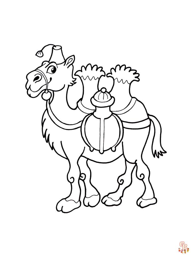 Divertidas dibujos camellos para colorear para niños