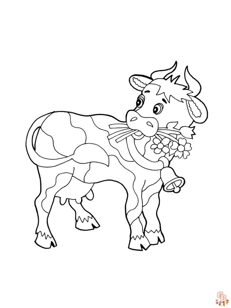 Divertidas dibujos de vacas para colorear para niños