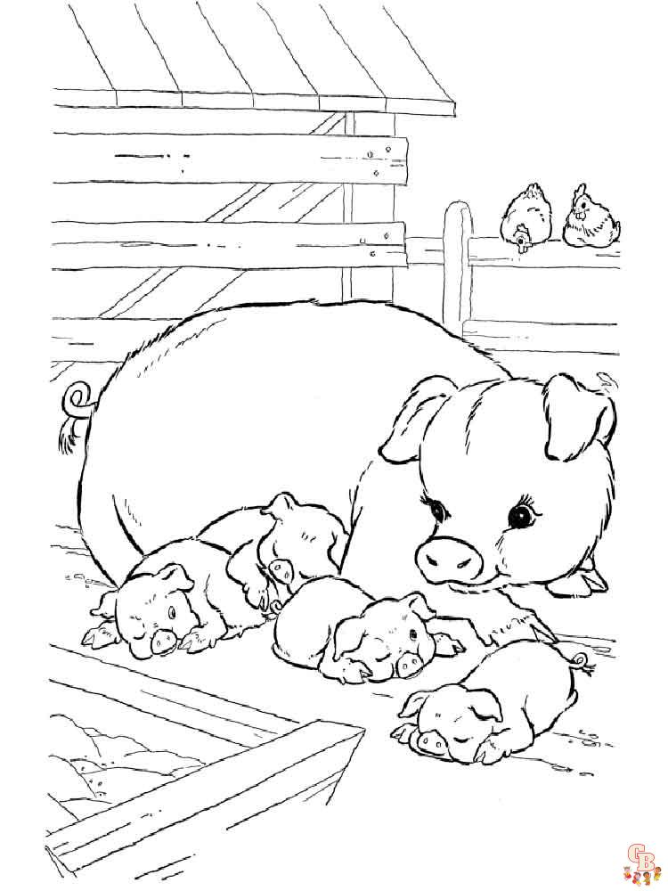  Dibujos cerdos para colorear para los niños