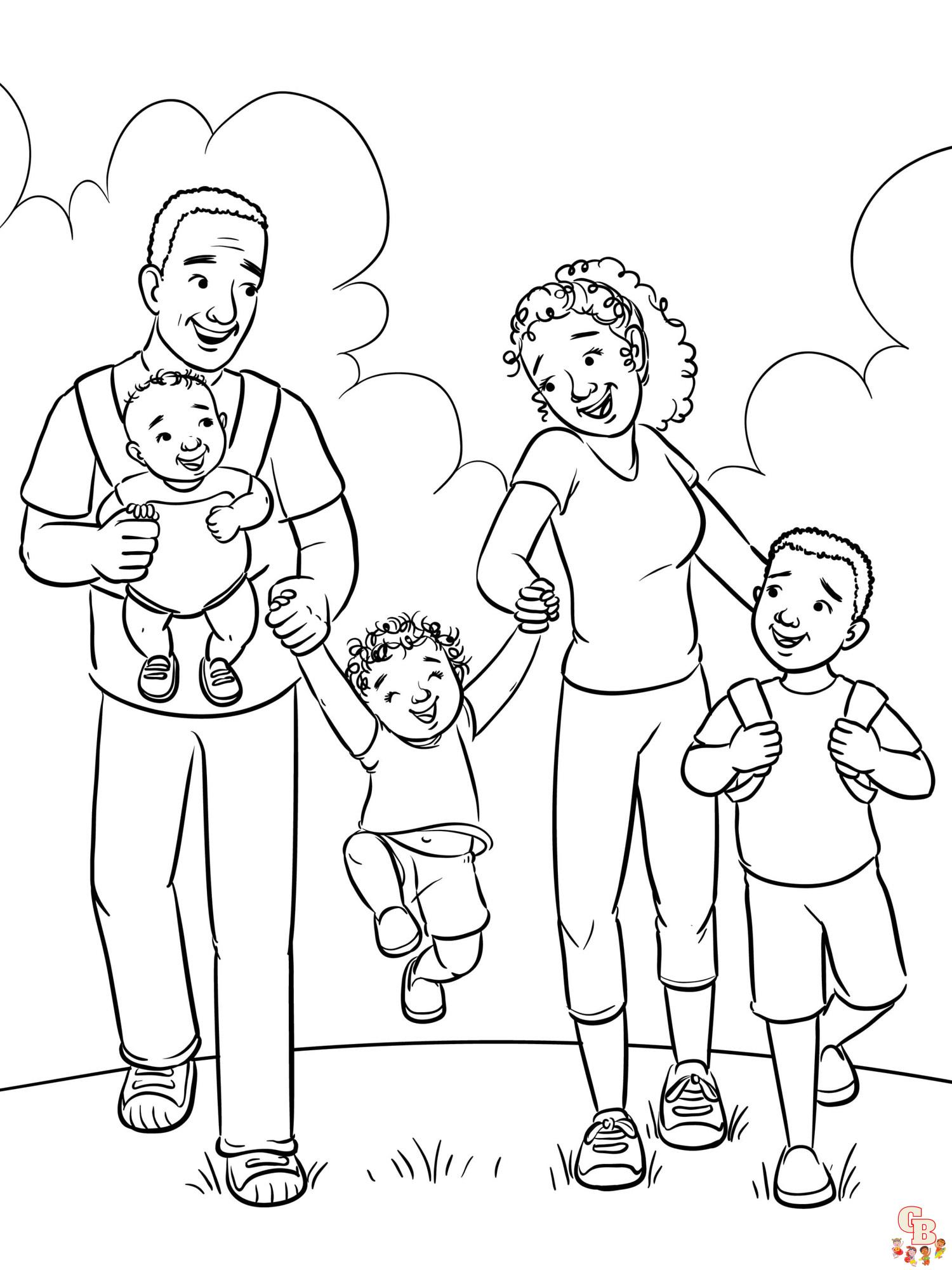 Dibujos familia para colorear para niños