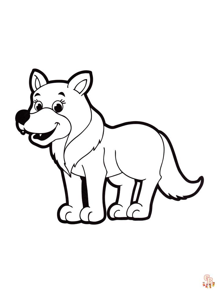 Estas dibujos para colorear de lobos para niños - GBcolorear